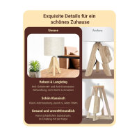 EDISHINE 2er Set Nachttischlampe aus Holz, Stativ Tischlampe E27 Fassung, vintage beiger Lampenschirm aus Leinen, für Deko Schlafzimmer, Wohnzimmer, Geschenk