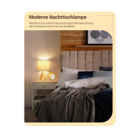 EDISHINE 2er Set Nachttischlampe aus Holz, Stativ Tischlampe E27 Fassung, vintage beiger Lampenschirm aus Leinen, für Deko Schlafzimmer, Wohnzimmer, Geschenk