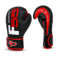 Professionelle Boxhandschuhe (12oz) von Starpro aus hochwertigem synthetischem Cronos-Leder. Trainingshandschuhe für Damen und Herren für Sparring, Muay Thai, Kickboxen, Fitness, Boxen – Schwarz & Rot