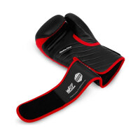 Professionelle Boxhandschuhe (12oz) von Starpro aus hochwertigem synthetischem Cronos-Leder. Trainingshandschuhe für Damen und Herren für Sparring, Muay Thai, Kickboxen, Fitness, Boxen – Schwarz & Rot