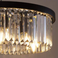 Wellmet Kristallleuchter Schwarz Kronleuchter 6-Licht Ø55cm modern Kristall Pendelleuchte Esstisch Hängeleuchte Glas led Deckenleuchte Hängend Hängellampe Lüster Wohnzimmer Schlafzimmerlampe Rund