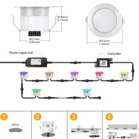 10er WIFI Bodeneinbaustrahler Aussen Led RGB+IC, Ø31mm 12v Led Bodeneinbauleuchten Mini Spot Led Einbaustrahler Treppenbeleuchtung, IP67 Wasserdicht, APP Steuerbar, Kompatibel mit Alexa Google Home