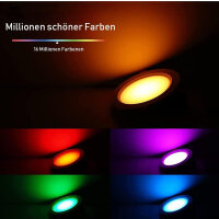 4er Bluetooth 9W LED Deckenspot Flach RGBWC+CCT, Smart LED Einbaustrahler 230V Dimmbar mit Fernbedienung LED Einbauleuchten Einbauspots LED Downlight, RGB+2700K-6500K, Musik Sync APP Steuerung