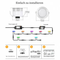 20er WIFI RGB+IC Led Mini Spot 12v, Ø31mm Bodeneinbaustrahler Aussen Led Bodeneinbauleuchten Treppenbeleuchtung, IP67 Wasserdicht, APP Steuerbar, Led Einbaustrahler Kompatibel mit Alexa Google Home