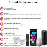 20er WIFI RGB+IC Led Mini Spot 12v, Ø31mm Bodeneinbaustrahler Aussen Led Bodeneinbauleuchten Treppenbeleuchtung, IP67 Wasserdicht, APP Steuerbar, Led Einbaustrahler Kompatibel mit Alexa Google Home