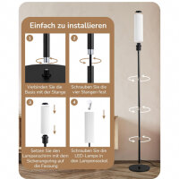 EDISHINE Stehlampe (mit kleiner Macke am Standfuß) Wohnzimmer 165cm, Standleuchte LED Dimmbar, Stehleuchte Schwarz mit Fernbedienung & E27 Glühbirne (3 Farbtemperaturen 3000K-6000K), Modern Leselampe Schlafzimmer