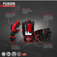 Starpro Fusion MMA-Handschuhe (L-XL) | Cronos Premium Kunstleder | Schwarz Rot | für professionelles MMA-Sparring, Kickboxen, Boxsacktraining und Fitness | Männer und Frauen