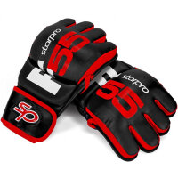 Starpro Fusion MMA-Handschuhe (L-XL) | Cronos Premium Kunstleder | Schwarz Rot | für professionelles MMA-Sparring, Kickboxen, Boxsacktraining und Fitness | Männer und Frauen