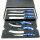 JIKKO® Japanese Knife Set VG-10 Reinforced Carbon Steel - Complete Kitchen Knife Set - High Quality Chefs Knives with Ocean Blue Handles - Exceptional Sharpness