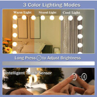 Hansong large Hollywood mirror (without original packaging) with lighting and music speakers, 18 dimmable LED lamps, illuminated make-up mirror with USB charging port Hollywood make-up mirror