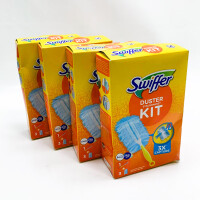 4x Swiffer Staubmagnet-Set mit 1 Griff und 3 Nachfülltüchern mit Febreze-Duft, nimmt Staub auf und schließt ihn ein