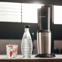 SodaStream Crystal 3.0 Quick-Connect CO2-Flasche Wassersprudler und 1x Glaskaraffe, Schwarz, 45 cm