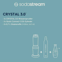 SodaStream Crystal 3.0 Quick-Connect CO2-Flasche Wassersprudler und 1x Glaskaraffe, Schwarz, 45 cm