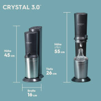 SodaStream Crystal 3.0 Quick-Connect CO2-Flasche Wassersprudler und 1x Glaskaraffe, Schwarz, 45 cm