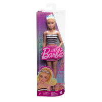 Barbie Fashionistas Puppe Nr. 213, blond mit gestreiftem Oberteil, rosa Rock und Sonnenbrille, Modepuppe zum Sammeln zum 65. Jubiläum HRH11