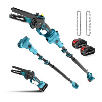 2 in 1 Mini Chainsaw with 8000mAh Battery, Seesii 8" Telescopic Brushless Chainsaw, Self-lubricating Telescopic Pruner, 30ml Oil Tank, Working Height 4.57m