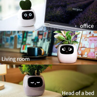 Masdio Smart Flowerpots, with Artificial Intelligence, Time-Temperature Display and Numerous Expressive Animations Based on the Environment, for Interior Decoration (Green)