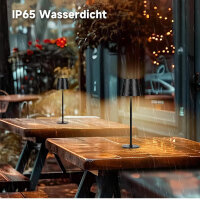 WUYOR LED Dimmbare Tischlampe Kabellose, Wiederaufladbar 3000K Farbtemperaturen und 7 RGB-Farben Tischleuchte mit USB-C, IP54 Wasserdichte Schwarz 2 Packung