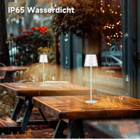 WUYOR LED Dimmbare Tischlampe Kabellose, Wiederaufladbar 3000K Farbtemperaturen und 7 RGB-Farben Tischleuchte mit USB-C, IP54 Wasserdichte weiß 2 Packung