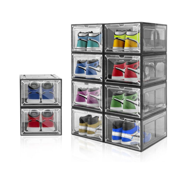 Schuhboxen organizer 10 Boxen.Schuhaufbewahrung für Sneakers und Turnschuhe. Schuhe Schrank für die Aufbewahrung. Sneaker-Austeller. (Schwarz)