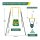 FUNLIO 2-in-1 swing set and baby door bouncer for toddlers, swing set for children with 4 sandbags, foldable metal stand for indoor and outdoor use, easy to assemble and store - green