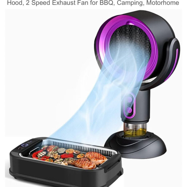 Portable Extractor Hood, Mini Extractor Hood and Air Purifier 2-in-1, Mini Extractor Hood Strong Suction Desktop Extractor Hood 2 Speed ​​Exhaust Fan for BBQ Camping RV