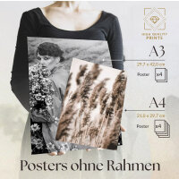 Heimlich® Premium Poster Set OHNE Bilderrahmen | 4 x DIN A3 & 4 x DIN A4 - ca. 30x42 & 21x30 | Stilvolle Poster Collagen mit modernen Bilder als Wanddeko |» Wild One «