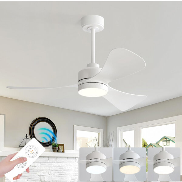 AI-LIGHTING ceiling fan with lighting and remote control 106cm ceiling lamp with fan 3 light colors| 6 Speeds|Timer Ceiling Light with Fan for Living Room Bedroom