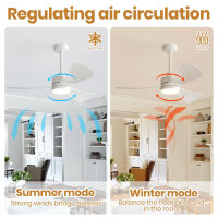 AI-LIGHTING ceiling fan with lighting and remote control 106cm ceiling lamp with fan 3 light colors| 6 Speeds|Timer Ceiling Light with Fan for Living Room Bedroom