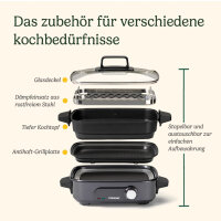 Cuisinart Cook In 5 in 1 Multi Cooker | Grilling, searing, steaming, simmering and slow cooking | Non-stick, interchangeable plates and pans | Stackable | Midnight grey