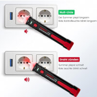 KAIWEETS VT100 Berührungsloser Spannungsprüfer/Phasenprüfer, 50V bis 1000V AC Kontaktloser Spannungsprüfer, mit visuellem & akustischem Alarm, Voltage Tester mit Taschenlampe