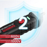 KAIWEETS VT100 Berührungsloser Spannungsprüfer/Phasenprüfer, 50V bis 1000V AC Kontaktloser Spannungsprüfer, mit visuellem & akustischem Alarm, Voltage Tester mit Taschenlampe