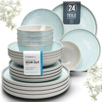 Stoneware tableware set for 6 people. Ibiza 24-piece...