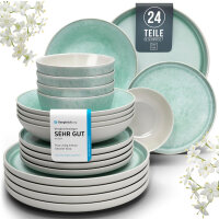 Stoneware tableware set for 6 people. Ibiza 24-piece...