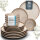 Stoneware tableware set for 12 people (2 small plates are missing) Rustic 36-piece high-quality country house style TEST VERY GOOD earthenware crockery set - bowl and plate set - dinner service 12 person crockery sets Pure Living in beige