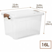 EZOWARE 16.1L Aufbewahrungsboxen, transparenter Organizer mit Deckel, stapelbarer Behälter mit Deckel. Ideal für Büro, Kinderzimmer, Küche & Werkstatt (4er Set)