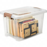 EZOWARE 16.1L Aufbewahrungsboxen, transparenter Organizer mit Deckel, stapelbarer Behälter mit Deckel. Ideal für Büro, Kinderzimmer, Küche & Werkstatt (4er Set)