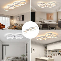 LED Deckenlampe,Dimmbar Deckenleuchte Mit Fernbedienung APP,Einstellbar Ringform Wohnzimmerlampe 4 Flammig Kronleuchter Lampe,48W 3000-6500K deckenbeleuchtung für Schlafzimmer Wohnzimmer,Weiß 86cm