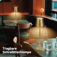 WUYOR LED Dimmbare Tischlampe Kabellose, Wiederaufladbar 3000K Farbtemperaturen und 7 RGB-Farben Tischleuchte mit USB-C, IP54 Wasserdichte Gold 2 Packung