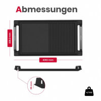 GASLAND IHGD-S23C grill plate with side handles, grill pans for induction hobs, cast iron with Teflon coating: non-stick and rust protection, accessories, grill tray