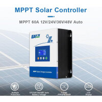 POWLAND Mppt solar charge controller 60A, charge controller solar 12V/24V/36V/48V Auto, Max. PV input 150V, LCD display, 60amp mppt for Sealed Gel AGM Flooded LiFePO4 battery