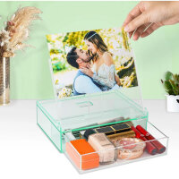 ZEEYUAN Photo Frame 13x18 Photo Storage Box 2 in 1 Clear Storage Box for Seeds, Cards, Crafts, Stickers Storage