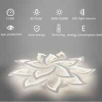 Sky angle LED ceiling light dimmable, living room lamp with remote control, bedroom ceiling lamp, modern ceiling lighting, ceiling lighting, dimming 14 heads/Ø100cm/130W