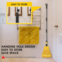 HEVOL floor mop, floor mop set made of cotton with stainless steel handle and 2 cord mop heads, floor mop, wet mop with loop ends for hardwood, laminate, tiles