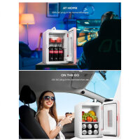 15 Liter Minilodka 220 VAC/12VDC for Car and Home Use, Portable Electric Refrigerator and Heating Fridge, Ideal for Drinks, Cosmetics, Snacks, Max and Eco Mode, Pink