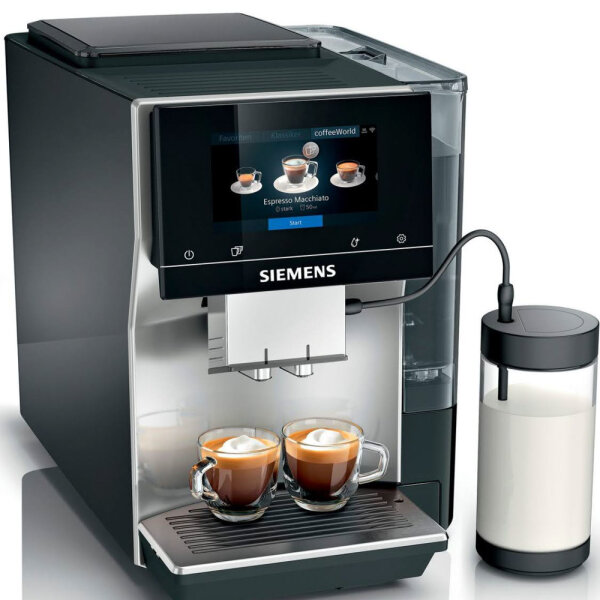 SIEMENS Kaffeevollautomat EQ700 classic TP715D47, Cold Brew, intuitives 5" TFT-Display, Kaffeevollautomat EQ700 classic TP715D47, Cold Brew, intuitives 5" TFT-Display
App, iaromaSelect, 10 Favoriten, autom. Dampfreinigung,silber metallic