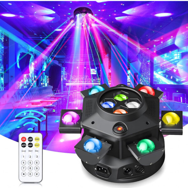 BOSYTRO 150W Moving Head Light, DJ Light, Party Lights 10PCS RGBW LED Spotlight Stage Light with DMX512 Sound-Activated Light Effect with Remote Control for Christmas DJ Bar Birthday Disco Wedding