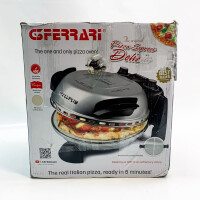 G3FERRARI Pizzaofen Delizia G1000606 silber, bis 400 Grad mit feuerfestem Naturstein