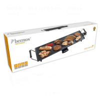 BESTRON table grill ABP603 electric XL plancha grill plate, with non-stick coating, black