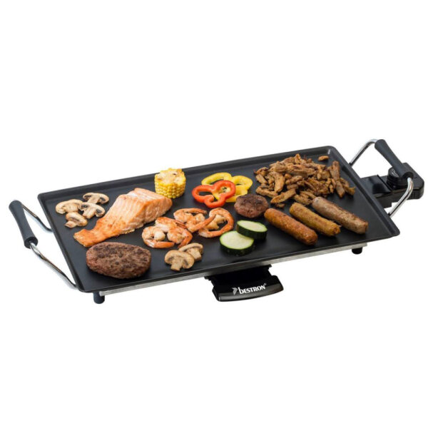 BESTRON table grill ABP602 plancha grill plate, with non-stick coating, black